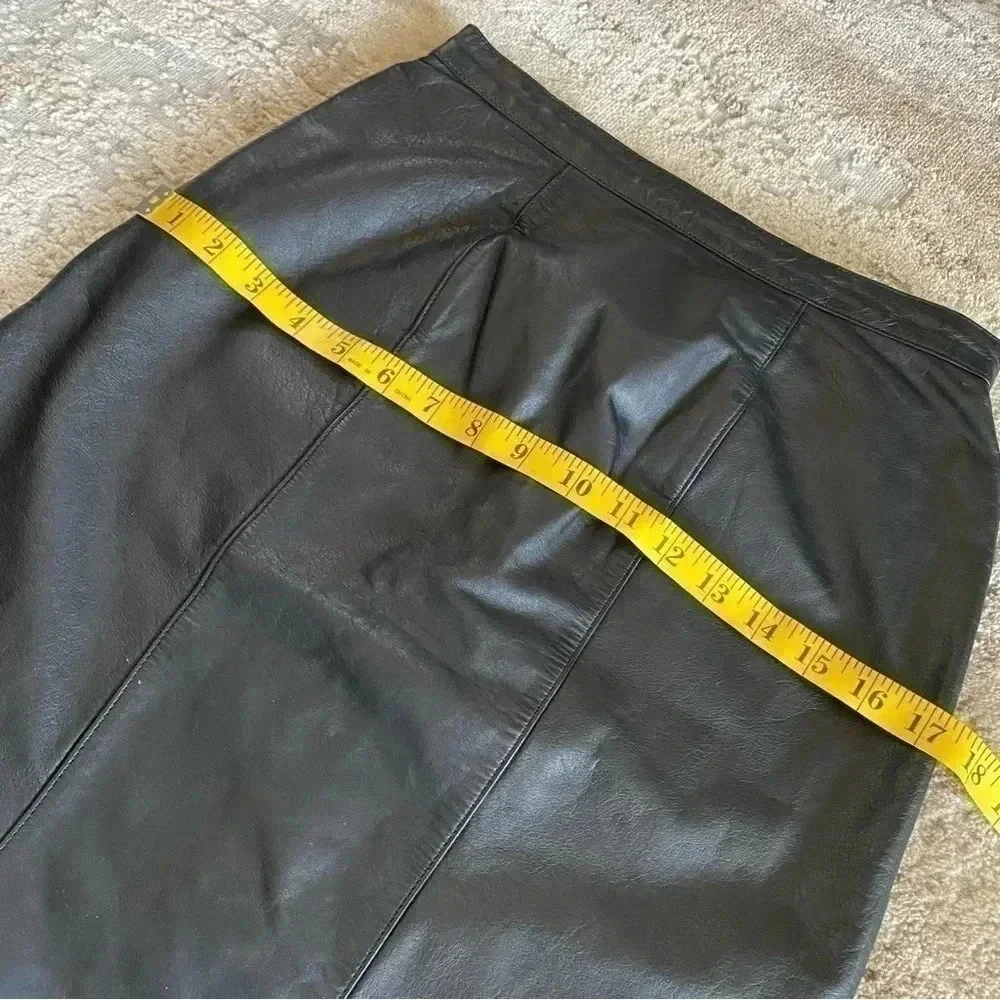 Evan Davies Petites Vintage 100% Leather Pencil Skirt Above Knee: 6